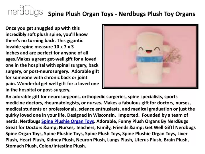 spine plush organ toys nerdbugs plush toy organs
