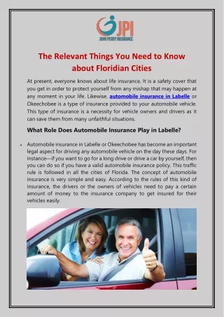 Save Yourself From Legal Actions By Hire Automobile Insurance In Okeechobee