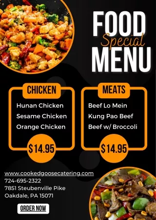 Food Special Menu Portrait - Cooked Goose Catering Company
