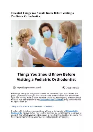 Essential Things You Should Know Before Visiting a Peadiatric Orthodontics