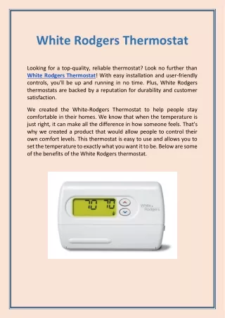 White Rodgers Thermostat