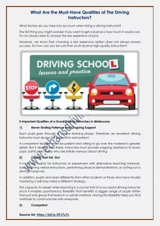 what are the must have qualities of the driving