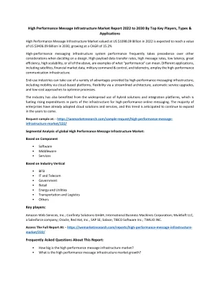 high performance message infrastructure market