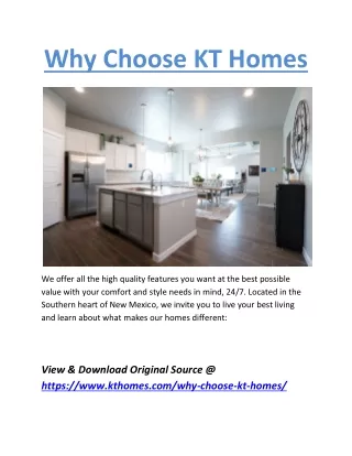 Why Choose KT Homes