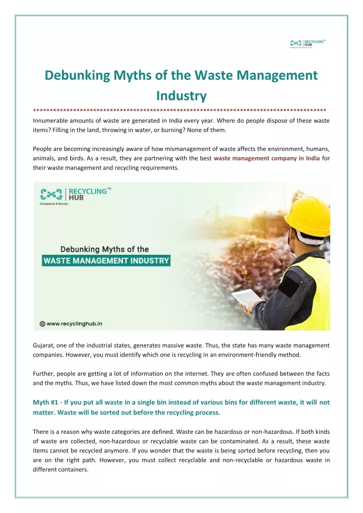 debunking myths of the waste management industry