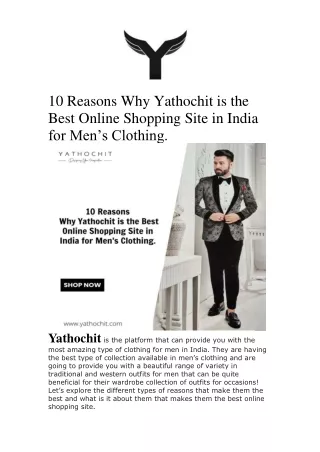 10 Reasons Why Yathochit is the Best Online Shopping Site in India for Men