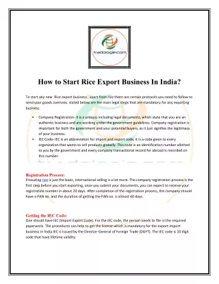 how to start rice export business in india