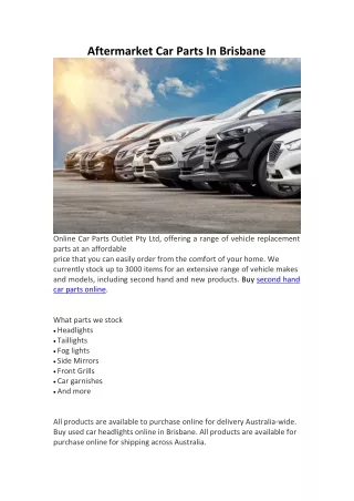 Aftermarket car parts in Brisbane