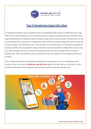 top 5 handyman apps like uber