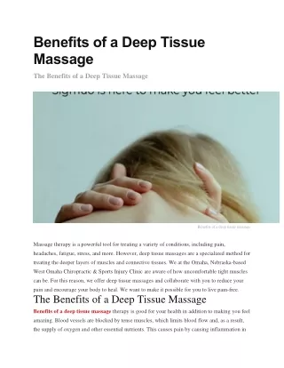 Benefits of a Deep Tissue Massage