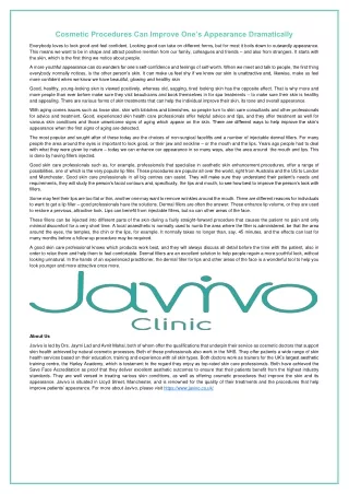 cosmetic procedures can improve one s appearance