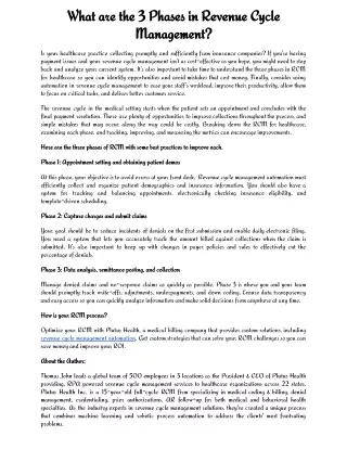 What are the 3 Phases in Revenue Cycle Management