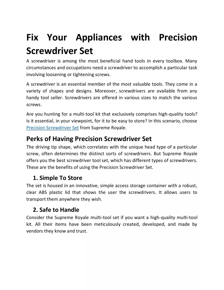 fix your appliances with precision screwdriver