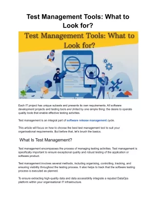 test management tools what to look for