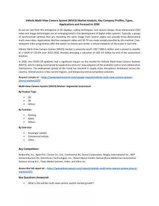 vehicle multi view camera system mvcs market