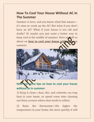 how to cool your house without ac in the summer