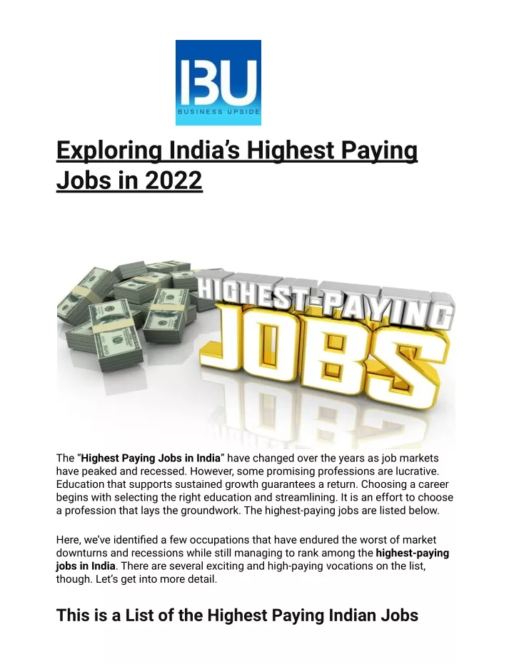 exploring india s highest paying jobs in 2022