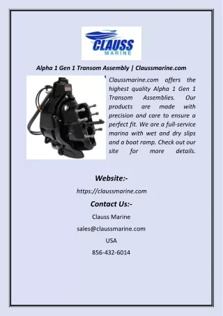 alpha 1 gen 1 transom assembly claussmarine com