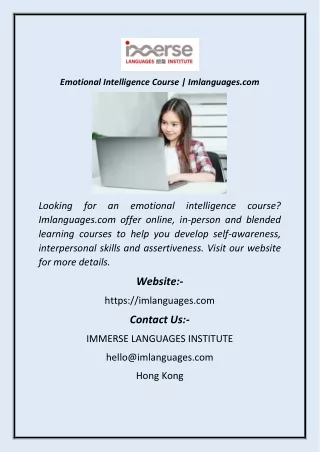 emotional intelligence course imlanguages com