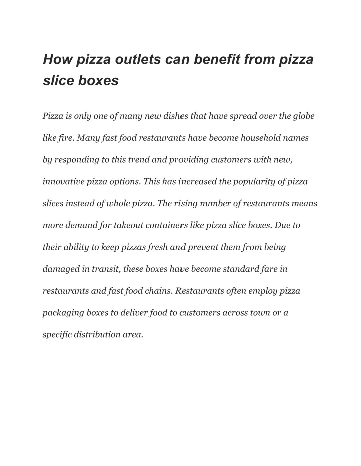 PPT - How pizza outlets can benefit from pizza slice boxes PowerPoint ...