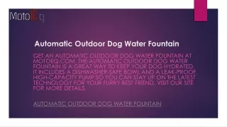 Automatic Outdoor Dog Water Fountain  Motoeq.com