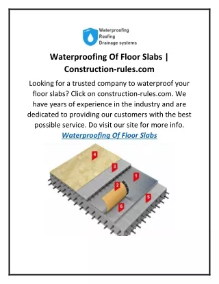 Waterproofing Of Floor Slabs