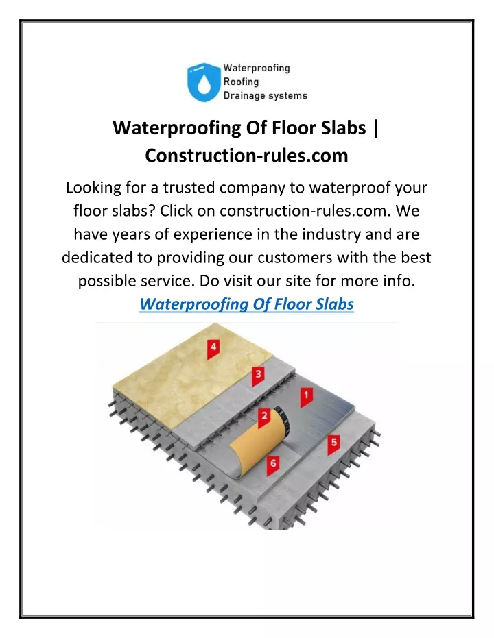 waterproofing of floor slabs construction rules