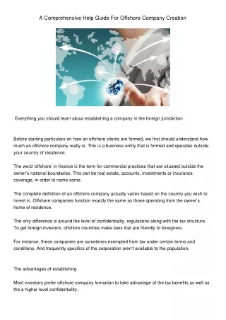 a comprehensive help guide for offshore company