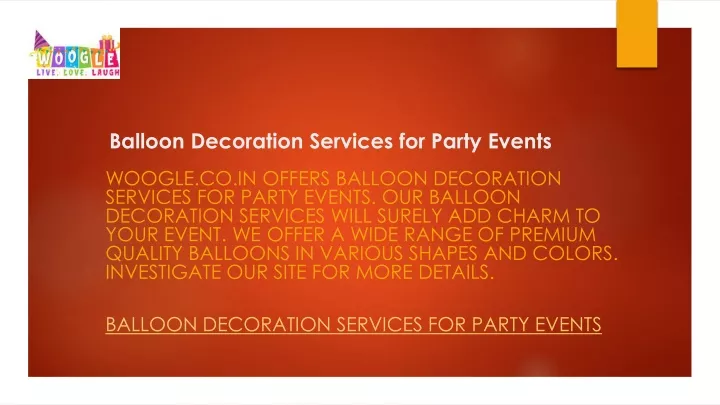 balloon decoration services for party events
