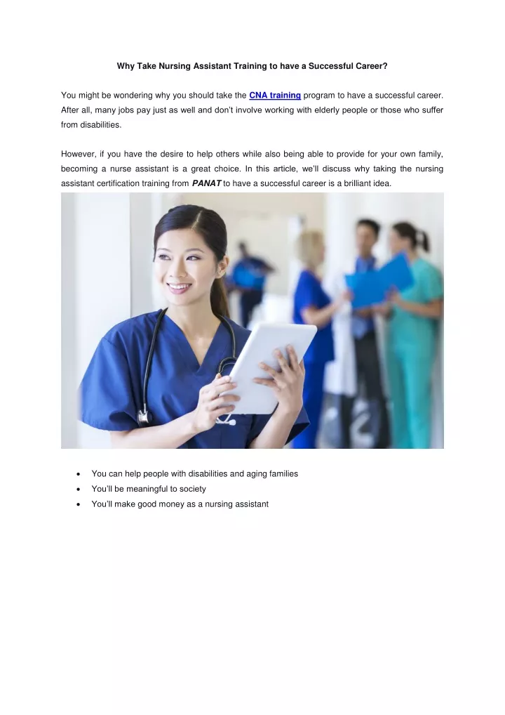 why take nursing assistant training to have