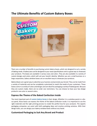 the ultimate benefits of custom bakery boxes