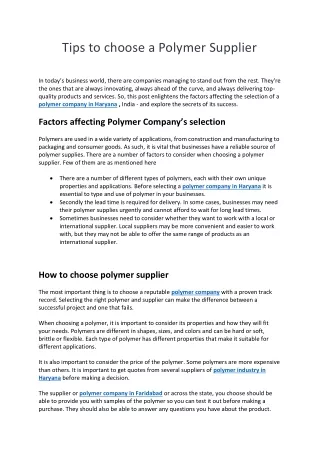 Polymer Companies in Haryana