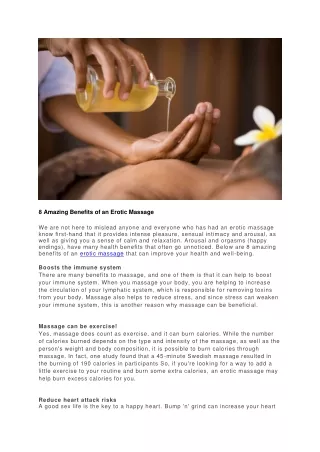 8 Amazing Benefits of an Erotic Massage