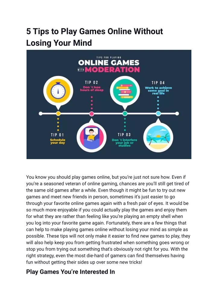 5 tips to play games online without losing your