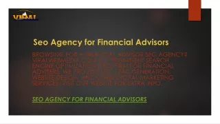 Seo Agency for Financial Advisors  Viralwebmedia.com