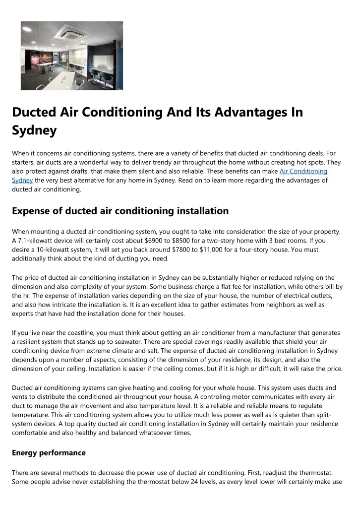 ducted air conditioning and its advantages