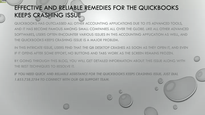 effective and reliable remedies for the quickbooks keeps crashing issue