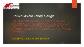 Polska Szkola Jazdy Slough  Formula-learner.co.uk