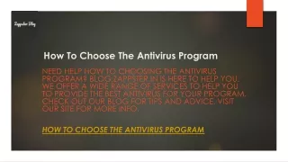 How To Choose The Antivirus Program  Blog.zappster.in