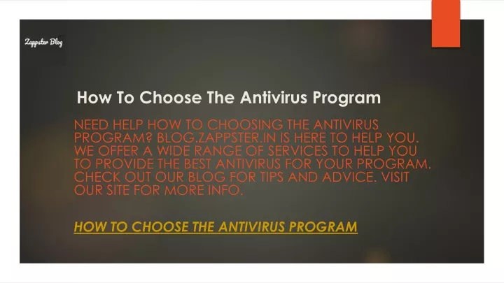 how to choose the antivirus program