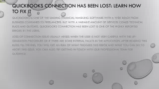 quickbooks connection has been lost learn how to fix it