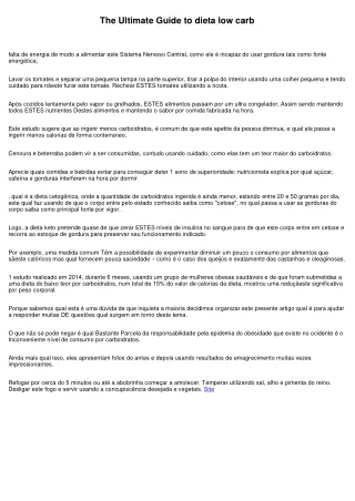 O fato sobre dieta low carb Que ninguém está sugerindo