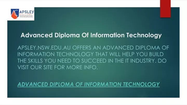 advanced diploma of information technology