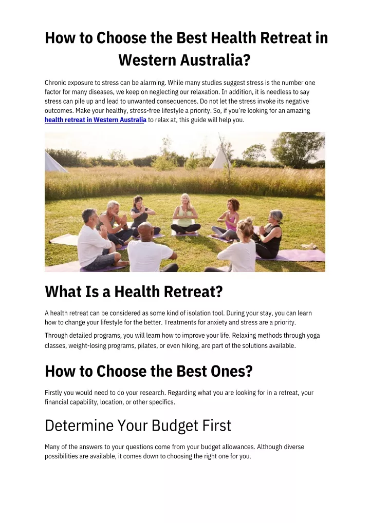 how to choose the best health retreat in western
