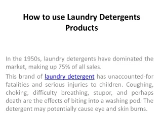 how to use laundry detergents products