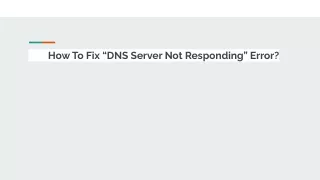 how to fix dns server not responding error