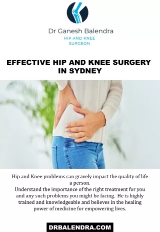 Effective Hip and Knee Surgery in Sydney