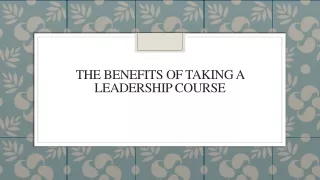 the benefits of taking a leadership course