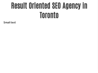 Result Oriented SEO Agency in Toronto