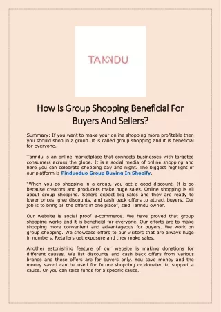 How Is Group Shopping Beneficial For Buyers And Sellers